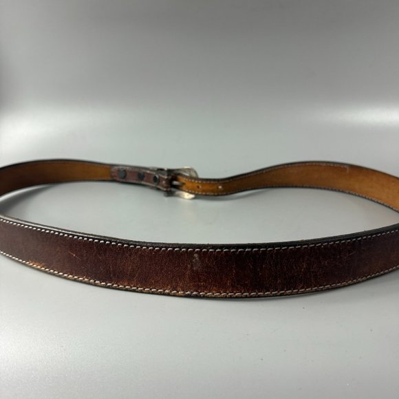 Vintage Chacon Sterling Silver Buckle Leather Belt - Picture 5 of 15